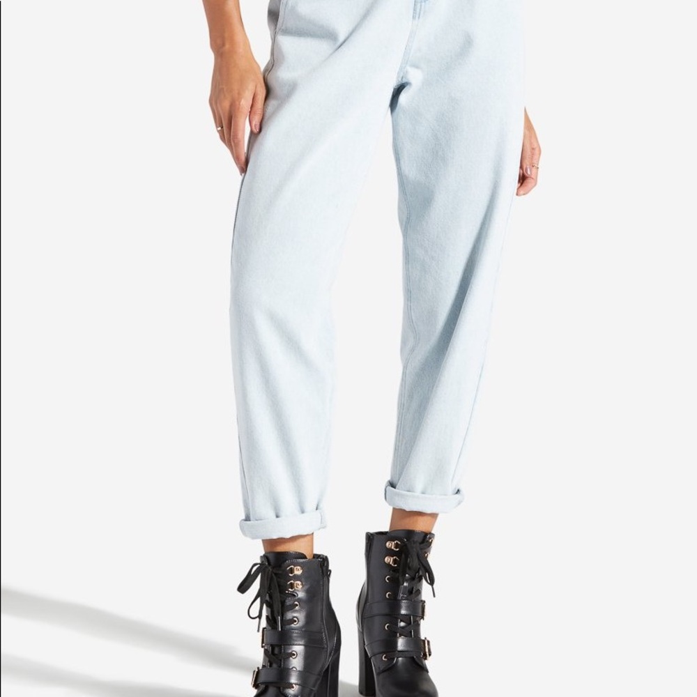Quilted denim tapered balloon
